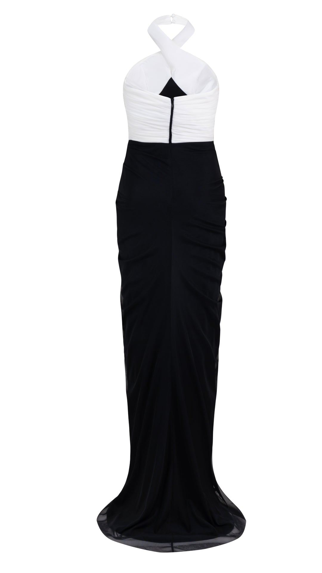 TWO-TONE HALTER NECK DRESS WITH DRAPED SKIRT - Heli's Couture | Party Dresses and Evening Wear for women