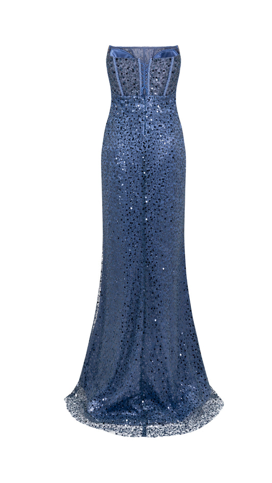 STRAPLESS SEQUIN MAXI DRESS