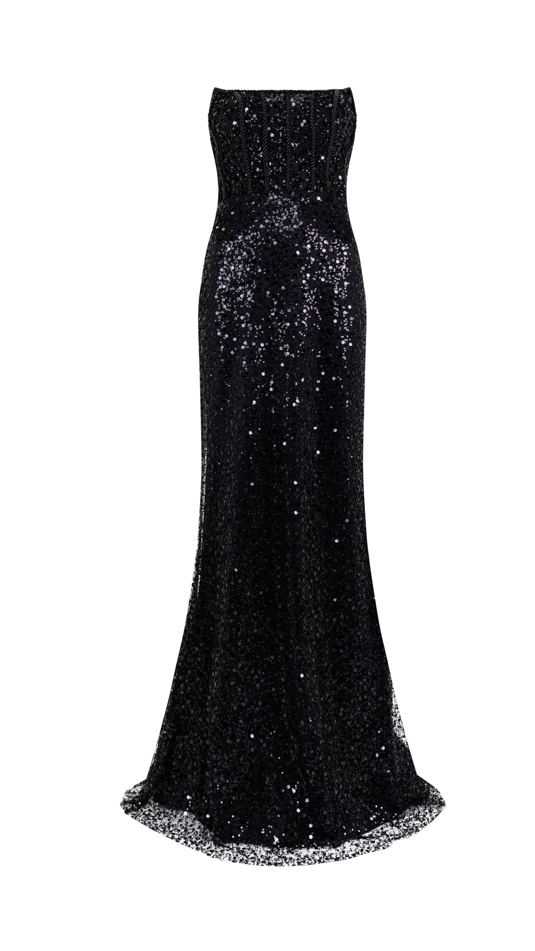 STRAPLESS SEQUIN MAXI DRESS