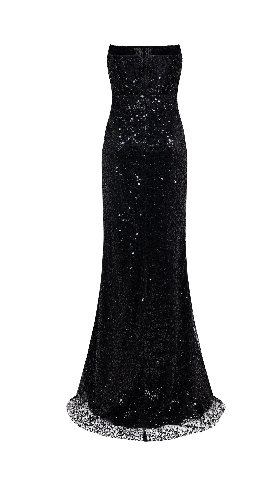 STRAPLESS SEQUIN MAXI DRESS