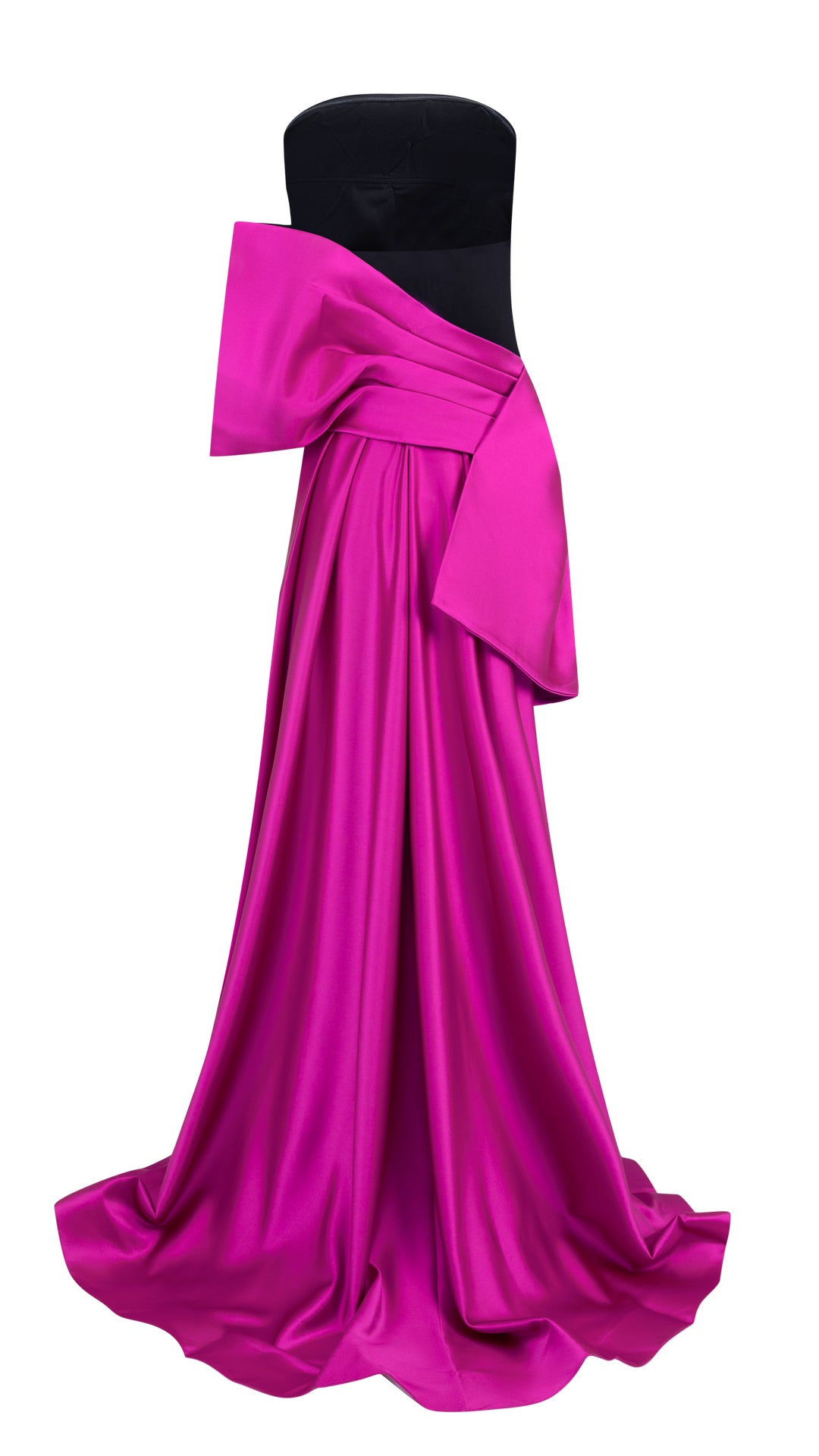 STRAPLESS FISHTAIL MAXI DRESS WITH CONTRAST TRAIN