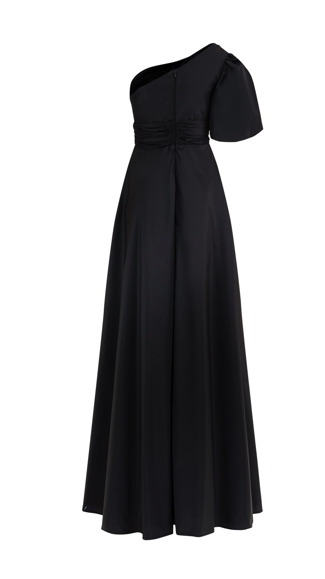 ASYMMETRIC PUFF SLEEVED MAXI DRESS