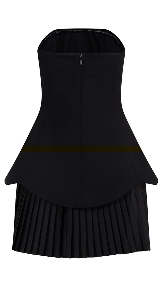 MINI CORSET DRESS WITH PLEATED SKIRT