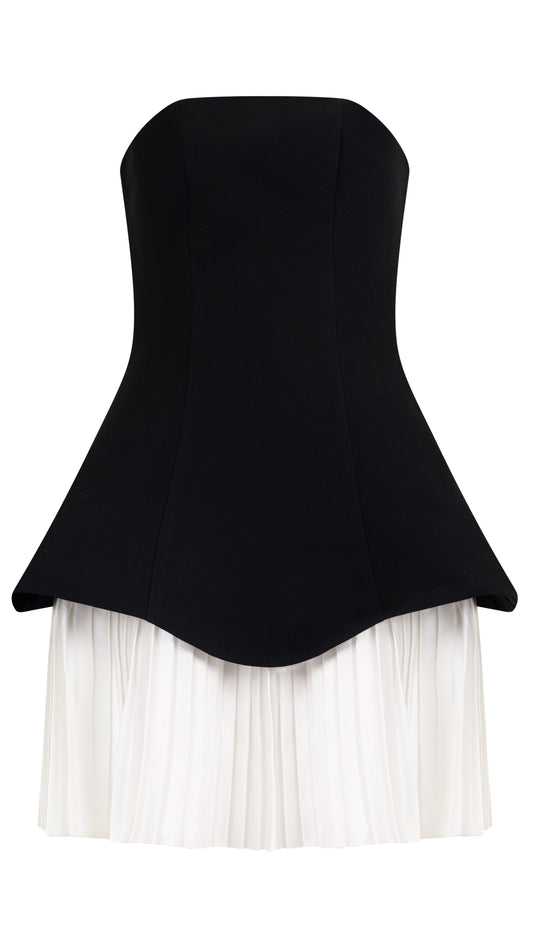 MINI CORSET DRESS WITH PLEATED SKIRT